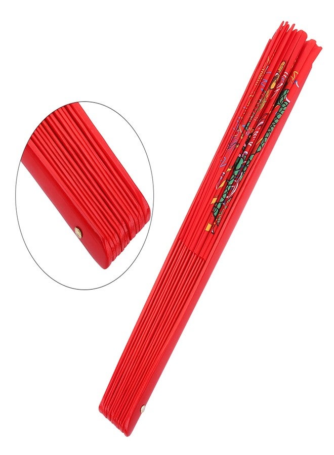 Jauarta Red Tai Chi Martial Arts Tai Chi Martial Arts, Chinese Kung Fu Tai Chi Fan, Handheld Martial Arts Dance Bamboo Fan Dragon, Phoenix Folding Hand Fan for Men or Women Bamboo Fan - Image 5